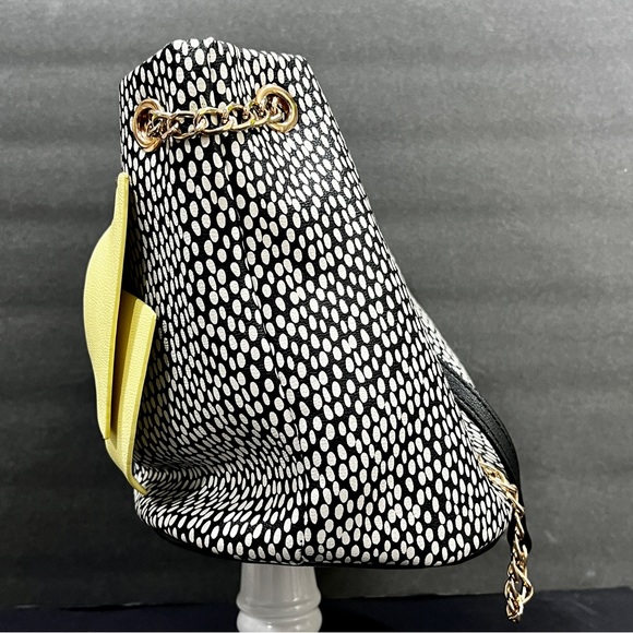 Betsey Johnson Yellow & Black Polka Dot Bow Tote - Picture 4 of 11